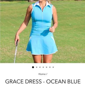 Grace Zip-Up Mini Dress - Ocean Blue